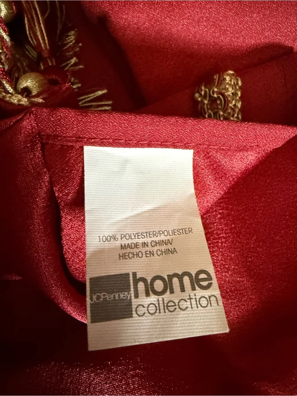 JCPenney Home Collection Burgundy Waterfall Swag Valance Curtain Tassel Bead